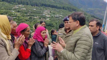 cm in dharali uttarkashi after cloudburst