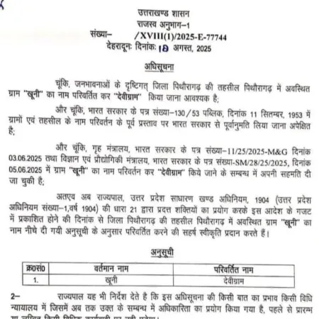 पिथौरागढ़ का खूनी गांव अब देवीग्राम, शासन ने अधिसूचना जारी की